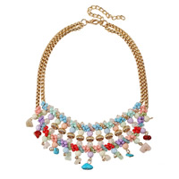 Fashion Statement Necklace, Acrylic, with iron chain & Glass Seed Beads & Zinc Alloy, with 10cm extender chain, gold color plated, box chain & faceted & , multi-colored, 55mm Approx 20.5 Inch 