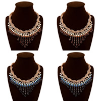 Fashion Statement Necklace, Zinc Alloy, with iron chain & Resin Rhinestone, with 5.5cm extender chain, gold color plated, lantern chain nickel, lead & cadmium free, 90mm Approx 20 Inch 