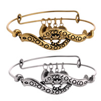 Adjustable Wire Bangle, Zinc Alloy, with Iron, Eye, plated nickel, lead & cadmium free, 65mm, Inner Approx 60mm Approx 7 Inch 