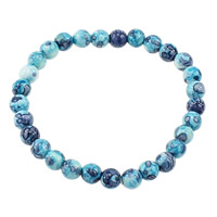 Rain Flower Stone Bracelets, Round, synthetic blue Inch 