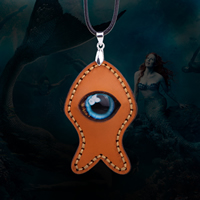 Evil Eye Jewelry Necklace, Cowhide, with Waxed Nylon Cord & Paper & Glass, platinum color plated Approx 17.3 Inch 