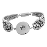Snap Button Bracelet, Zinc Alloy, Flat Round, antique silver color plated, nickel, lead & cadmium free, 190mm, Inner Approx 6mm Approx 7.5 Inch 
