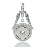 Snap Button Pendant, Brass, platinum color plated, with rhinestone, nickel, lead & cadmium free Approx 6mm, Inner Approx 6mm 
