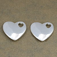 Brass Pendant, Heart, thick 925 sterling silver plated, high quality plating and never fade Approx 