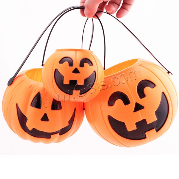 Plastic Halloween Pumpkin Bucket, different size for choice, Sold By PC