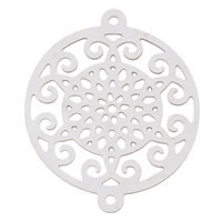 Filigree Stainless Steel Stamping Connector, Flat Round, 1/1 loop, original color Approx 0.5mm 