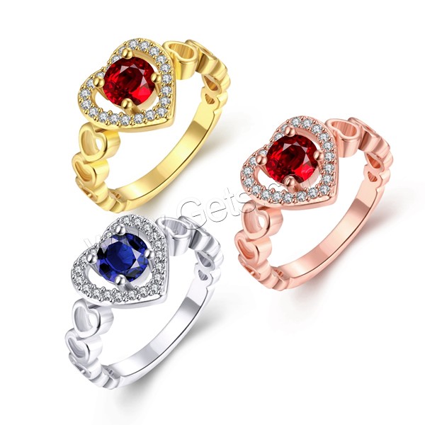 Brass, Heart, plated, different size for choice & micro pave cubic zirconia, more colors for choice, 11mm, Sold By PC