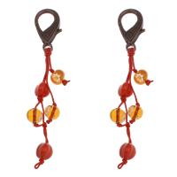Lampwork Key Chain, with Waxed Cotton Cord, zinc alloy lobster clasp, handmade Approx 