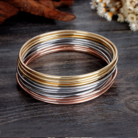 Stainless Steel Bangle Set, plated, 2mm, Inner Approx 62mm Approx 8.1 Inch 