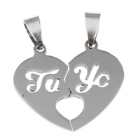 Stainless Steel Couple Pendant, Heart, for couple, original color Approx 