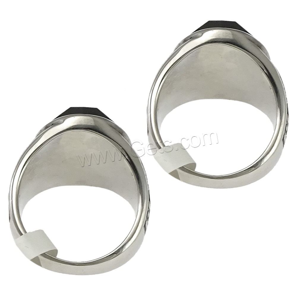 Stainless Steel Finger Ring, with Glass, different size for choice & faceted & blacken, black, 18mm, Sold By PC