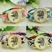 Braided Friendship Watch, Zinc Alloy, with Wool & Glass, Chinese movement, gold color plated Approx 8.6 Inch 