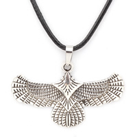 PU Leather Cord Necklace, Zinc Alloy, with PU Leather, with 5cm extender chain, Eagle, antique silver color plated, nickel, lead & cadmium free Approx 17 Inch 