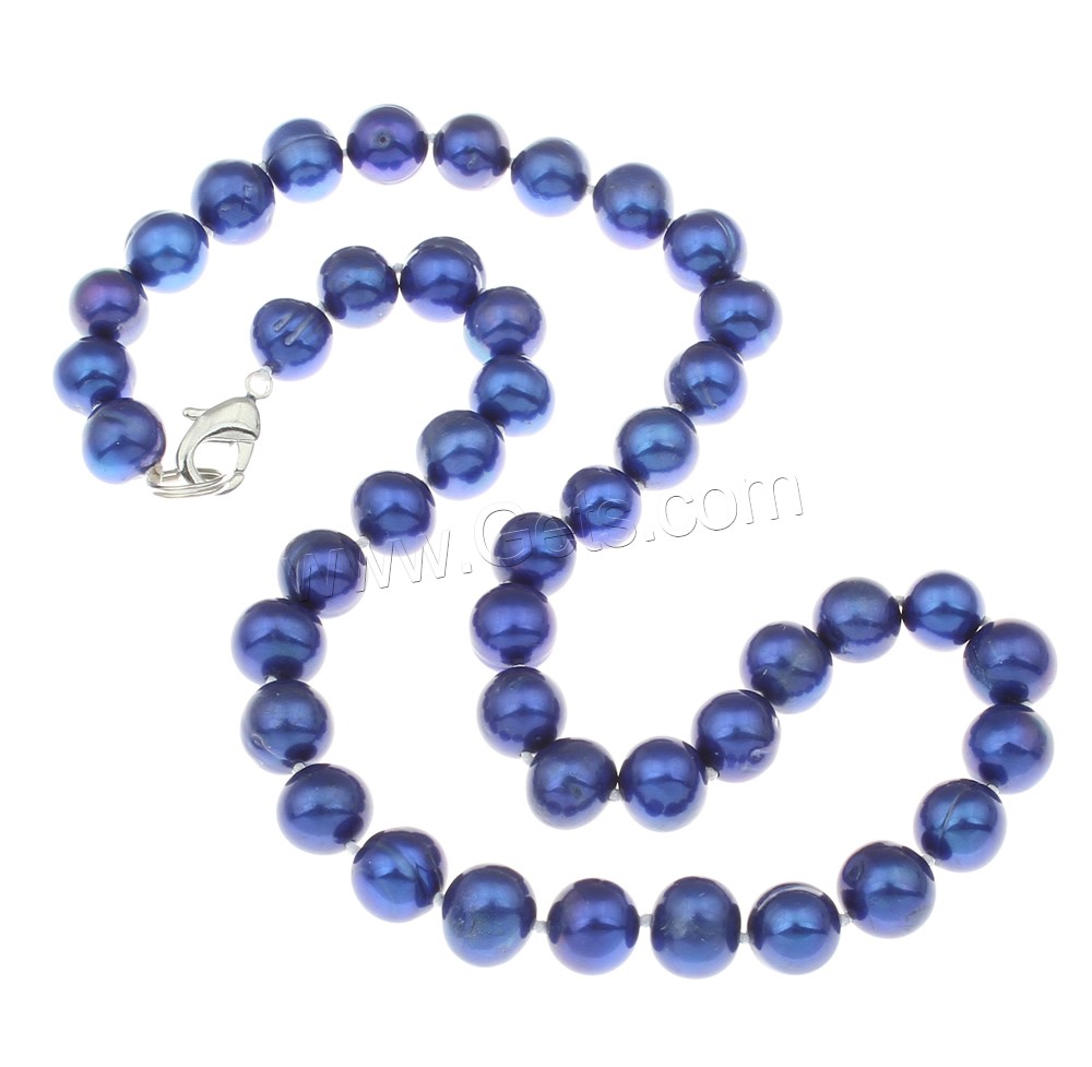 Natural Freshwater Pearl Necklace, brass clasp, Potato, different length for choice & different styles for choice, blue, 9-10mm, Sold By Strand