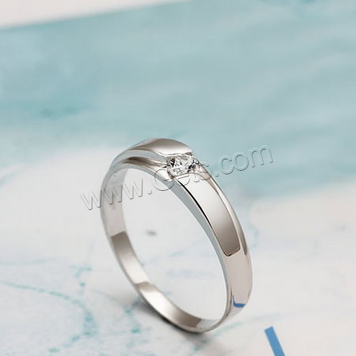 Cubic Zirconia anillo de dedo de plata esterlina, plata de ley 925, diverso tamaño para la opción & para mujer & con circonia cúbica, 4mm, Vendido por UD