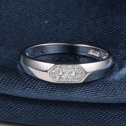 Цирконий Микро вымощает стерлингового серебра палец кольцо, Серебро 925 пробы, разный размер для выбора & инкрустированное микро кубического циркония, 4mm, продается PC