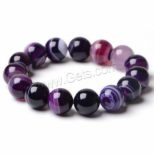 Lace Agate Bracelets, Round, natural & different size for choice, purple, Length:Approx 7.5 Inch, Sold By Strand