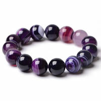 Lace Agate Bracelets, Round, natural purple Approx 7.5 Inch 
