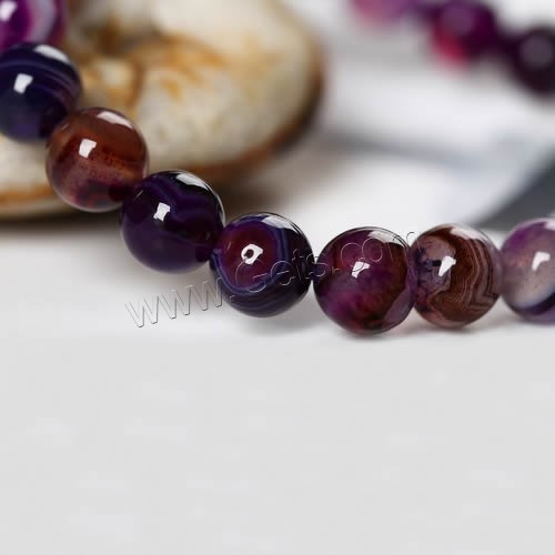 Lace Agate Bracelets, Round, natural & different size for choice, purple, Length:Approx 7.5 Inch, Sold By Strand