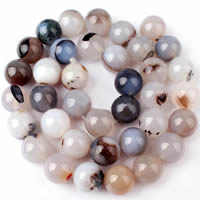 Natürliche graue Achat Perlen, Grauer Achat, rund, verschiedene Größen vorhanden, Bohrung:ca. 1-1.2mm, Länge:ca. 15 ZollInch, verkauft von Strang