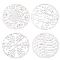 Filigree Stainless Steel Stampings, Flat Round & flat back, original color 