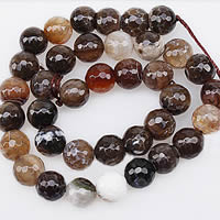 Natürliche Feuerachat Perlen, rund, verschiedene Größen vorhanden & facettierte, Bohrung:ca. 1-1.2mm, Länge:ca. 15 ZollInch, verkauft von Strang