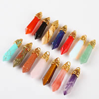 Gemstone Brass Pendants, with Brass, pendulum, gold color plated Approx 