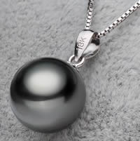 Tahiti-Perlen -Anhänger, Tahiti Perlen, mit Messing, rund, natürlich, schwarz, 10-11mm, Bohrung:ca. 3-7mm, verkauft von PC