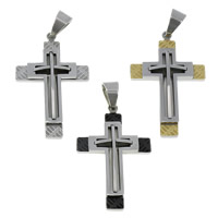 Colgantes de Cruces de acero inoxidable, chapado, más colores para la opción, 31x51x6mm, agujero:aproximado 8x10mm, Vendido por UD