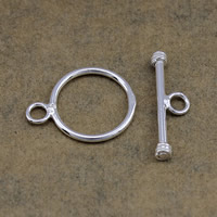 Sterling Silver Toggle Clasp, 925 Sterling Silver, Round, plated, smooth & single-strand Approx 2.8mm 
