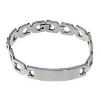 Stainless Steel ID Plate Bracelet, Unisex, original color Approx 8.3 Inch 