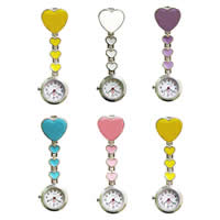 Nurse Watch, Zinc Alloy, with Glass & Iron, Chinese movement, Heart, platinum color plated, enamel nickel, lead & cadmium free 