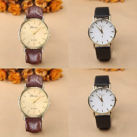 Unisex Wrist Watch, PU Leather, with zinc alloy dial & Glass, Chinese movement, plated 38mm, 20mm Approx 8 Inch 