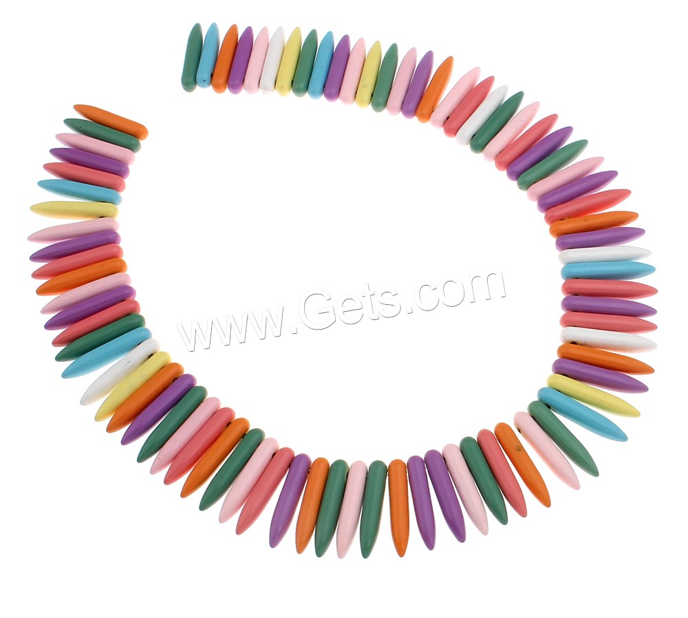 Synthetic Turquoise Beads, Bullet, painted, different size for choice, mixed colors, Hole:Approx 1mm, Length:Approx 14.5 Inch, Approx 80PCs/Strand, Sold By Strand