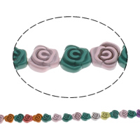 Synthetische Türkis Perlen, Blume, Spritzlackierung, gemischte Farben, 15x6mm, Bohrung:ca. 1mm, Länge:ca. 16.1 ZollInch, ca. 28PCs/Strang, verkauft von Strang