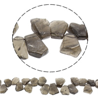 Natürliche graue Quarz Perlen, Grauer Quarz, 17x14x6mm-25x22x8mm, Bohrung:ca. 1mm, Länge:ca. 16.1 ZollInch, ca. 32PCs/Strang, verkauft von Strang