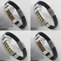 Bracelet en acier inoxydable Silicone, avec silicone, Placage, styles différents pour le choix Environ 8 pouce, Vendu par brin