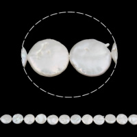 Бусины из искусственного пресноводного жемчуга в форме монеты, Пресноводные жемчуги, Плоская форма, натуральный, белый, 11-12mm, отверстие:Приблизительно 0.8mm, длина:Приблизительно 15.3 дюймовый, продается Strand