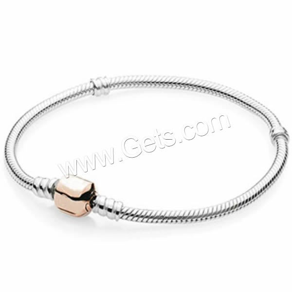Stainless Steel European Bracelet Chain, 304 Stainless Steel, plated, different length for choice & snake chain & two tone, 3mm, Sold By Strand