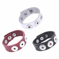 Snap Button Bracelet, Cowhide, with Zinc Alloy, platinum color plated, with snap button setting 25mm Approx 9.5 Inch 