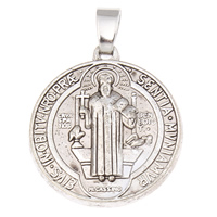 Zinc Alloy Saint Pendant, Flat Round, antique silver color plated, Christian Jewelry, nickel, lead & cadmium free Approx 