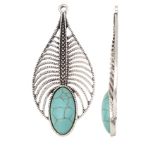 Zinc Alloy Teardrop Pendants, with Synthetic Turquoise, antique silver color plated, blue, nickel, lead & cadmium free Approx 1.5mm 
