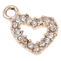 Zinc Alloy Heart Pendants, real gold plated, with rhinestone, nickel, lead & cadmium free Approx 2mm 