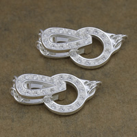Sterling Silver Fold Over Clasp, 925 Sterling Silver, plated, micro pave cubic zirconia Approx 2mm 