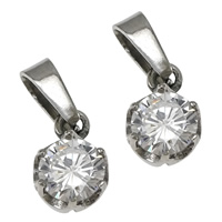 Cubic Zirconia Stainless Steel Pendant, with 316 Stainless Steel, Grade AAA Approx 