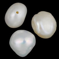 天然淡水真珠ルース ビーズ, 天然有核フレッシュウォーターパール, バロック, ホワイト, 9-10mm, 穴:約 0.8mm, 10パソコン/バッグ, 売り手 バッグ