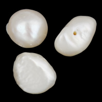 天然淡水真珠ルース ビーズ, 天然有核フレッシュウォーターパール, バロック, ホワイト, 11-12mm, 穴:約 0.8mm, 10パソコン/バッグ, 売り手 バッグ