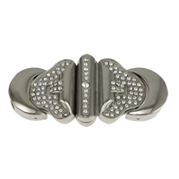 Rectangle Stainless Steel Magnetic Clasp, plated, with rhinestone Approx 