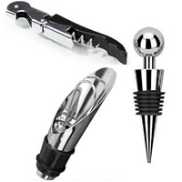 Wine Sets, Stainless Steel, foil cutter & wine corkscrew & bottle stopper & pourer & wine collar, with Zinc Alloy, painted   76mm,90mm 