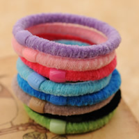 Elastisches Haar-Band, Baumwollsamt, mit Acryl, Kreisring, gemischte Farben, 40mm, verkauft von PC